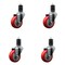 Service Caster 3.5'' Red Poly Wheel Swivel 1-5/8'' Expanding Stem Caster Set, 4PK SCC-EX20S3514-PPUB-RED-158-4 - alternate 1